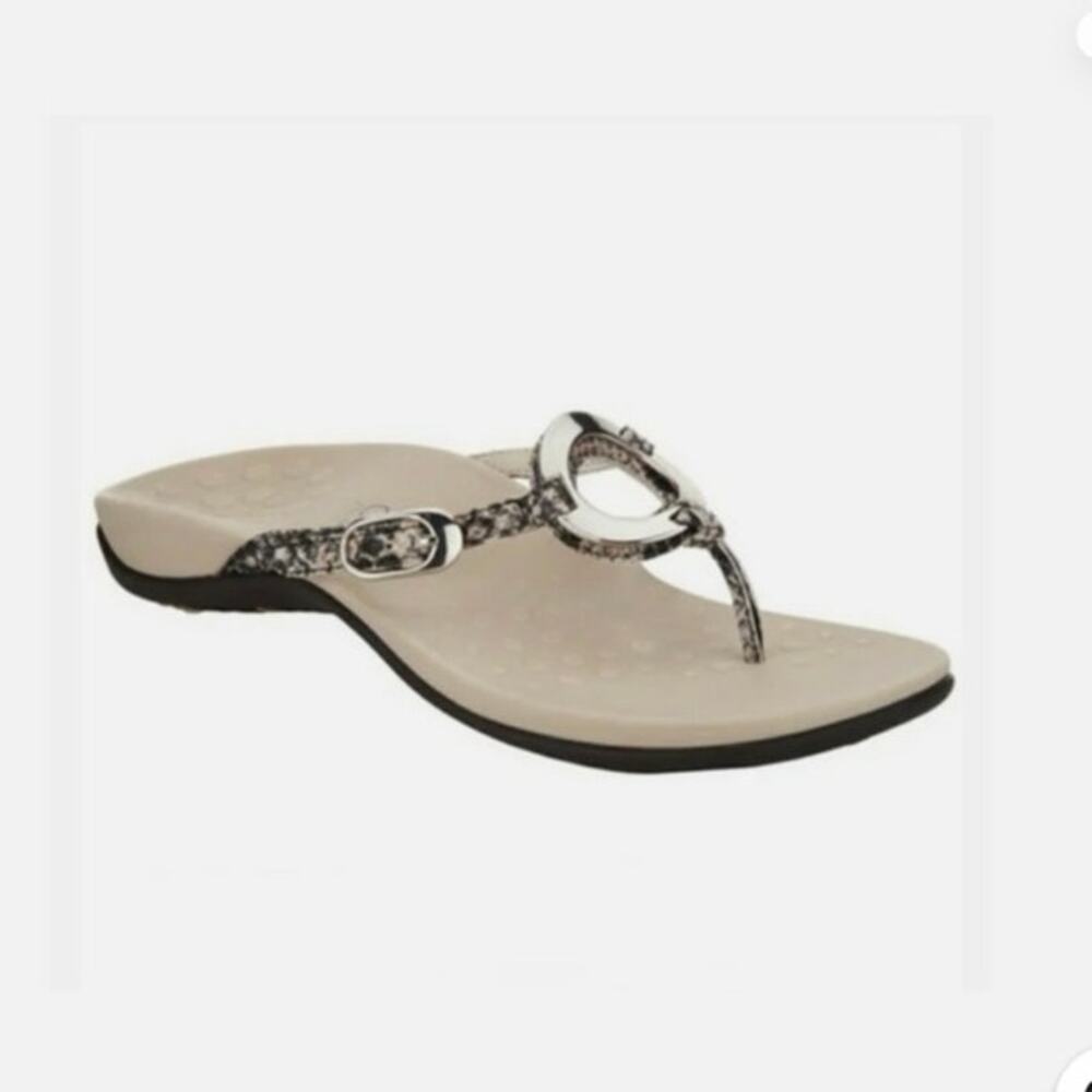 Vionic Karina Snake Print Thong Sandals Orthotic Comfort Arch Support Size 7